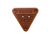 Nahaufnahme von Kunstleder Aufnäher ca. 34 x 34 mm 1 Stück - Denim - braun