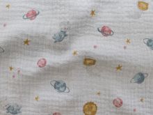 Nahaufnahme von Musselin Baumwolle Double Gauze - Weltraum - grau