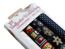 Stoffpaket Weihnachten - Webware Baumwolle mit Foliendruck - 4 Rollen 30cm x 140cm