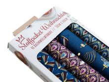 Stoffpaket Weihnachten - Webware Baumwolle mit Foliendruck - 4 Rollen 30cm x 140cm