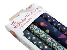 Stoffpaket Weihnachten - Webware Baumwolle mit Foliendruck - 4 Rollen 30cm x 140cm