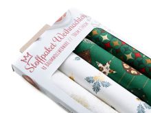 Stoffpaket Weihnachten - Webware Baumwolle mit Foliendruck - 4 Rollen 30cm x 140cm