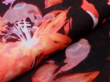 Bambus Jersey Digitaldruck SARAH - Aquarelle Blüten - braun