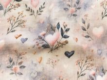 Nahaufnahme von Musselin Double Gauze - Herzchen - altrosa