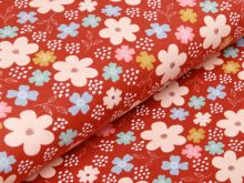 Jersey - Blumen - terrakotta