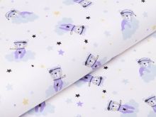 Webware Popeline Baumwolle - Traumbären auf Wolken - wollweiß