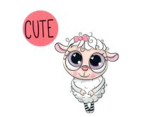 Transfer-Applikation zum Aufbügeln ca. 8,5 cm x 8,5 cm - zuckersüßes Schaf