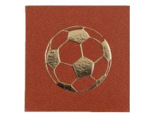 Applikation/Label aus ökologischem Kunstleder ca. 40x40mm - Fußball - hellbraun-goldfarben