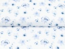 Webware Baumwolle Popeline Digitaldruck Mix Frenchie Snoozy - Blütenzauber- weiß