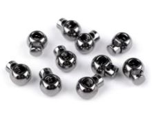 2 Kordelstopper Metall ca. 14 mm x 18 mm - für Kordeln mit 4 mm Durchmesser - grau
