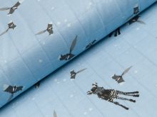 Musselin - Baumwolle - Zebras und Vögel - blau