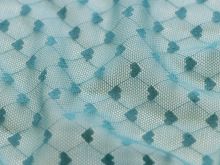 Elastischer Softtüll - Herzen - mint