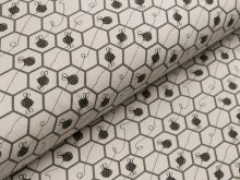 Jersey - Bienchen und Bienenwaben - grau