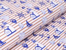 Jersey Polly - Maritime-Motive auf Streifen - weiß/braun