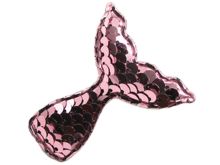 Applikation/Aufnäher gepolstert mit Glitter-Pailletten  ca. 55 mm x 50 mm -  Meerjungfrau-Flosse - altrosa