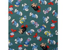 Jersey Digitaldruck - die Schlümpfe - petrol