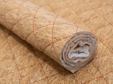 Kork Coupon ca. 50 cm x 65 cm - Rautenmuster nahtgesteppt - silberfarben/rot