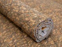 Kork Coupon ca. 50 cm x 65 cm - Rautenmuster nahtgesteppt - goldfarben/schwarz