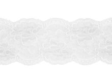 Elastische Spitze 100 mm - Blumen - weiß
