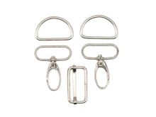 Taschenzubehör-Set Metall 30 mm – Silber